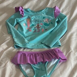 Cat & Jack Aqua and Purple Mermaid Rash Guard Swim Set